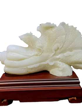 玉白菜摆件乔迁开业装饰阿富汗天然玉石工艺品玉雕大白菜摆件