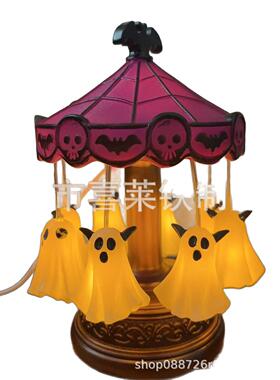 跨境新品 Ghost Carousel Light 万圣节摆件旋转幽灵灯源头直销