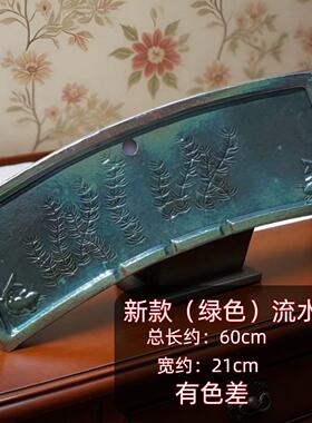超长古法粗陶鱼缸垫板古法缸垫板流水陶瓷罐打孔陶盆水缸创意垫板