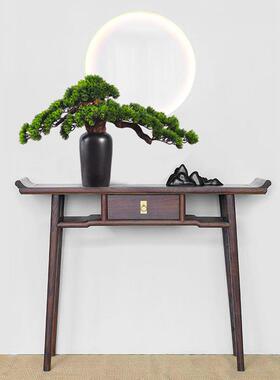 仿真迎客松盆景创意免保养杜鹃根工艺品办公桌家居客厅电视柜摆件