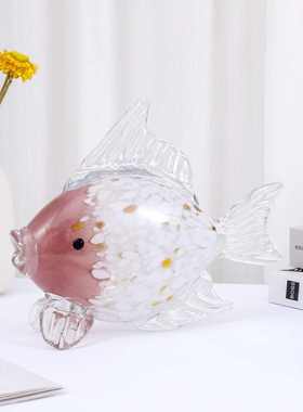 轻家居饰品多巴胺亲吻意鱼电视柜创奢软玄关装现代摆件鱼玻璃色