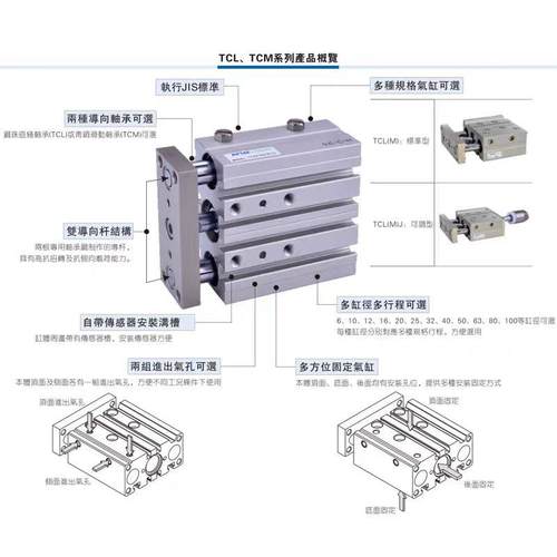 亚德客三轴气缸TCm12/16/20/25/32/40/50X63x10X20X30X40X50X100S - 图0