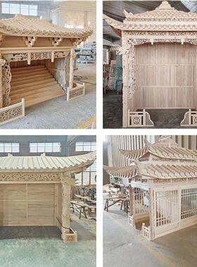 东阳木雕实木斗拱中式彷古屋簷门头翘角飞檐村口牌坊门楼古建装饰