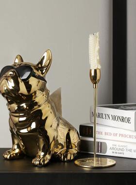 北欧风轻奢法斗镀银抽纸盒客厅装饰摆件家居饰品电视柜创意纸巾盒