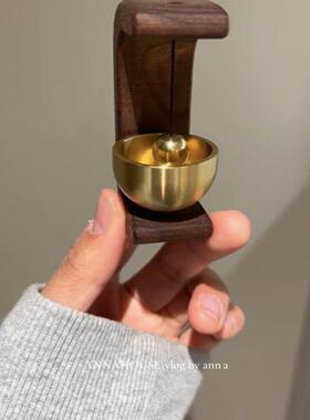 新家的100个快递胡桃木磁吸门铃入户开门提醒黄铜铃铛吸门式风铃