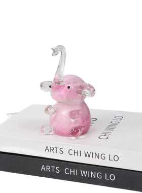 淄博琉璃动物桌面装饰摆件卡通动物大象装饰工艺品礼品装饰品