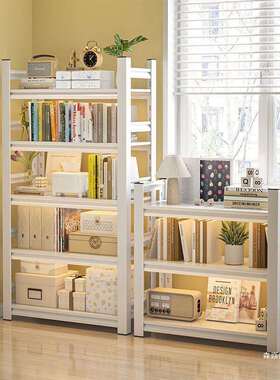 钢制书架落地多层置物架家用简易书柜客厅收纳铁架子学生书橱货架