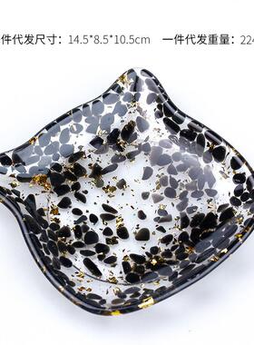 天然水98745613客晶手工胶猫脸水晶收纳盘碟摆件滴桌面厅厨房桌摆