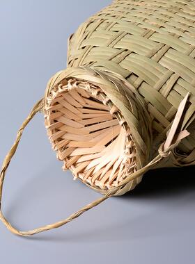 钓鱼鱼篓装鱼黄鳝笼鱼笼竹编竹箩纯手工采茶篓工艺品表演道具装饰