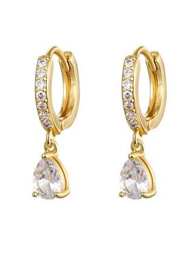 Cute Cubic Zirconia CZ Gold Silver Plated Hoop Drop Earrings