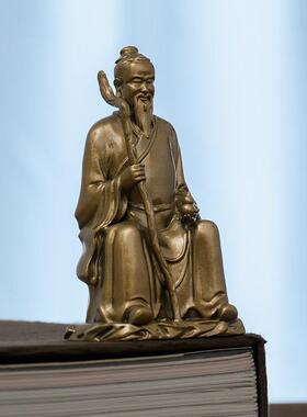 黄铜药王菩萨孙思邈神像铜像桌面摆件小雕像茶空间书房禅意装饰品