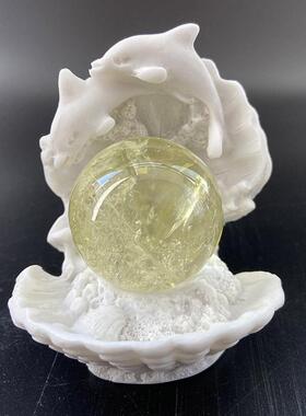 水晶球底座 海豚贝壳球形收纳 时尚创意工艺品树脂家居办公室摆件