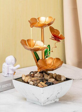 家居铁艺流水喷泉公室桌面流水摆件创意家居装饰品发