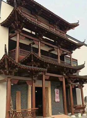 实木新中式古建门楼凉亭 仿古牌楼庭院亭台楼阁木雕屋檐门头牌坊