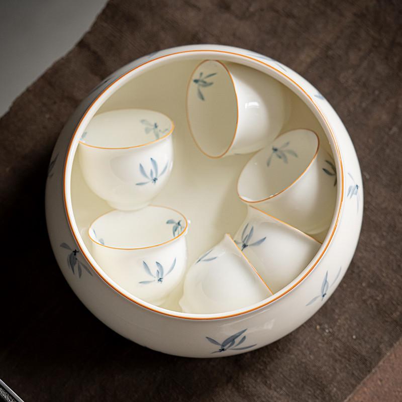 洗花茶兰功夫盂茶杯大号杯子茶具日式水洗陶瓷手绘水笔洗家用茶碗 - 图0