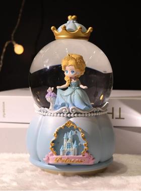 童话公主大号水晶球音乐盒厂家直销 卧室音乐灯光氛围装饰品摆件
