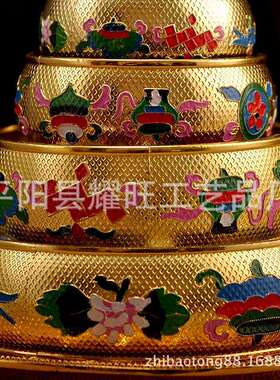 景泰蓝曼扎盘 铜曼扎/曼茶盘/曼茶罗 带托盘中号