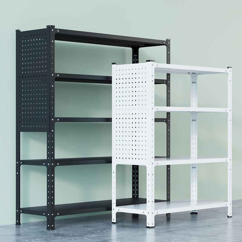 Screw type angle steel hole plate shelf household storage rack floor-standing multi-functional multi-layer storage room balcony iron shelf