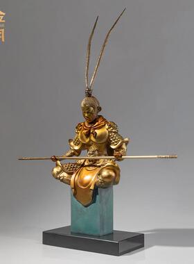 铜金岁月齐天大圣孙悟空黄铜摆件黑神话孙悟空铜器客厅玄关铜摆件