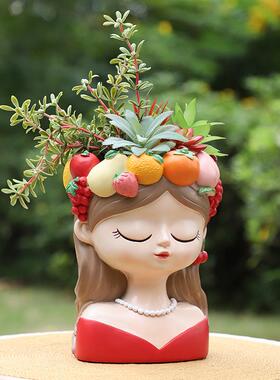 如工厂直销园艺装脂饰可器爱女R7C0W0孩创意树花盆容阳台花园果盆