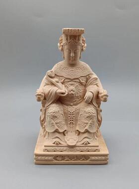 黄杨木雕雕湄洲妈摆件旅游纪念像办公室汽祖车饰桧装木像