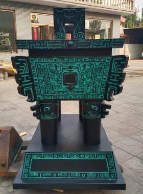 纯黄铜鼎盛千秋铜鼎摆件公司公园摆设香炉司母戊鼎四方鼎青铜鼎