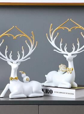 北欧轻奢鹿摆件家居客厅电视柜酒柜玄关乔迁装饰品结婚礼物送新人