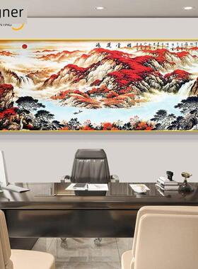 山水画吉祥中国画客厅装饰画招财进宝风水靠山挂画办公室聚宝盆壁