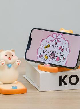 蕊杰懒人手机支架办公桌面装饰猫扑食平板卡通公仔桌面摆件