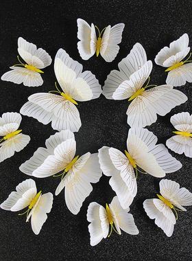 补洞眼墙贴遮丑彩色蝴蝶立体墙面装饰蝴蝶品蝴蝶流光溢彩双层