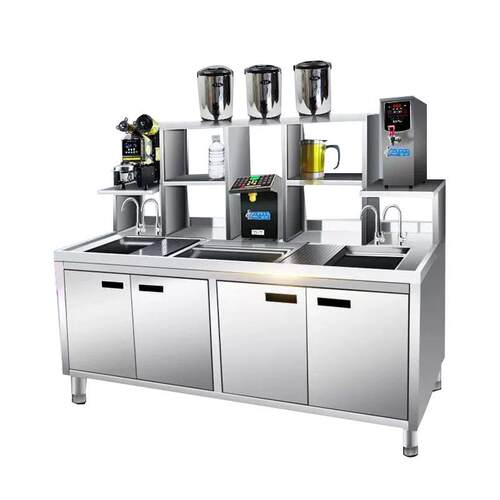 超居优选水吧台商用奶茶店设备全套水吧工作台操作台 - 图3