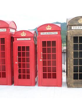 厂家供应 复古电话亭摆件 橱窗道具收纳铁艺金属工艺品现货定 制