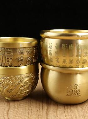 新款直销百福缸米缸黄铜招财聚宝缸客厅书房铜摆件百福杯龙凤杯