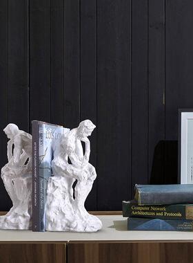 现代风格黑白思考者书立架书靠夹书器书房样板房书架书桌软装饰品