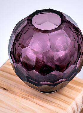 荔园花器 轻奢简约百搭创意摹刻水晶玻璃花瓶 软装摆件