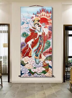九天玄女娘娘画 画像道家供奉卷轴挂画 画玄关书房沙发背景墙客厅
