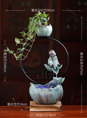 正品风喷泉流水摆件水轮招财厅电视客柜桌面礼陶瓷家居装饰创意开