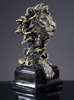 美式覆古狮子高档轻奢客厅酒柜小众高级感摆件办公室艺术装饰品