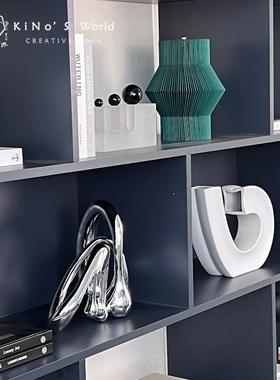 61K3书柜摆件书架装饰样板间柜子展示柜软装流体水滴饰品双反相机