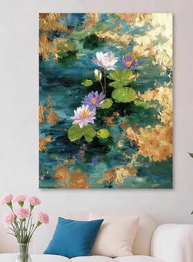 《金荷》新中式肌理感客厅挂画莫奈世界名画高级感装饰画酒店壁画