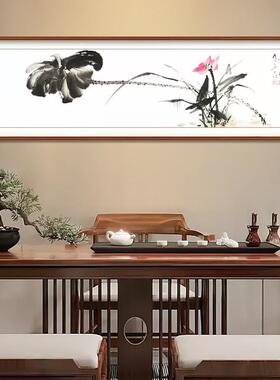 纯手绘花鸟国画水墨荷花图新中式客厅装饰画卧室床头饭厅挂画字画