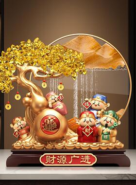 新春五路财神流沙画摆件收银台店铺前台装饰品乔迁开业吉祥物送人