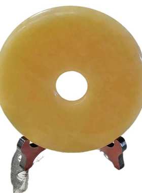 米黄玉平安扣摆件家居客厅乔迁新居商务开业工艺礼品和氏璧摆件