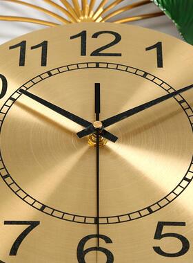 铁艺挂厂钟银杏叶A379钟表家直客厅家用销装饰钟货挂件现零售