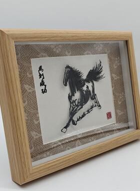 芜储氏铁画马到成功马到成功装饰画品摆件家艺用办湖公室桌面摆术