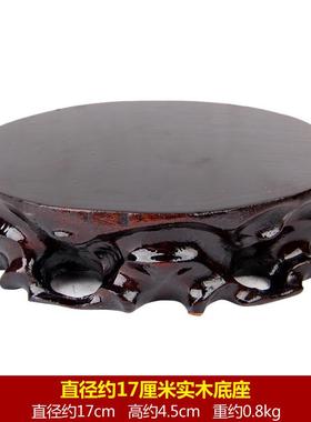 桃木圆底座 实木圆形木托紫砂壶石头佛像花瓶花盆底座木雕