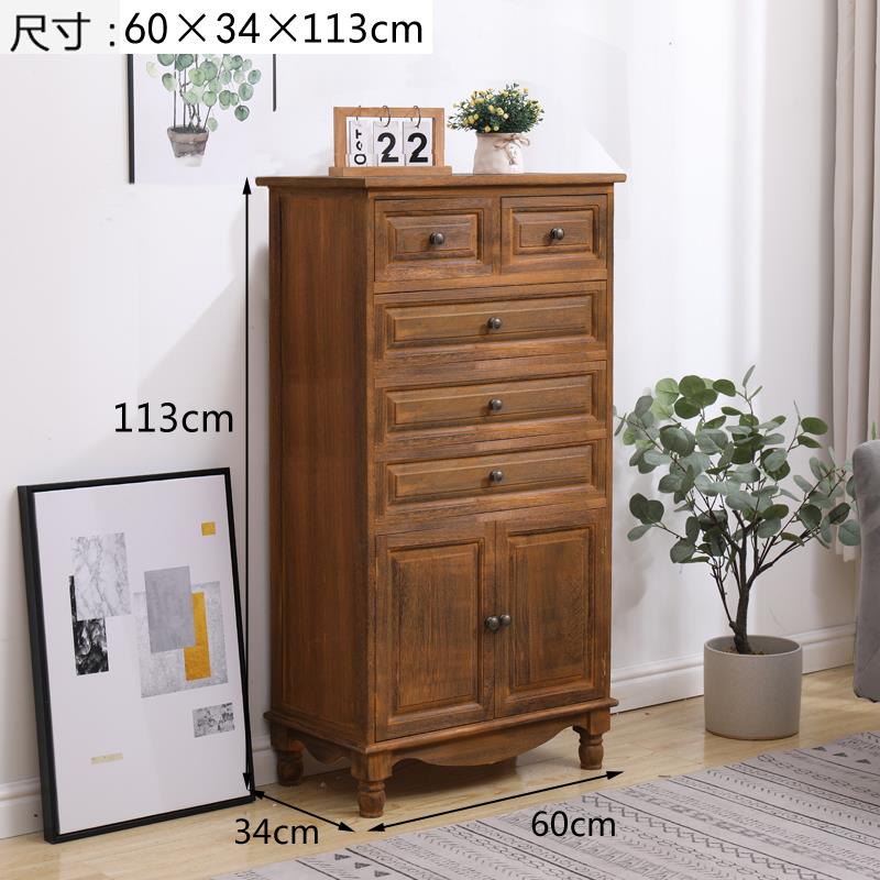正品斗柜实木美式用收特纳储物柜客厅室靠墙小柜子家高五斗柜带门 - 图1