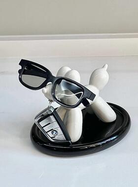 北欧可爱气球狗进门玄关装饰托盘钥匙摆件入户放钥匙置物架收纳