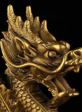 黄铜聚230祥龙献宝摆件宝龙摆件生肖龙铜办龙汉龙家居公室盆摆设