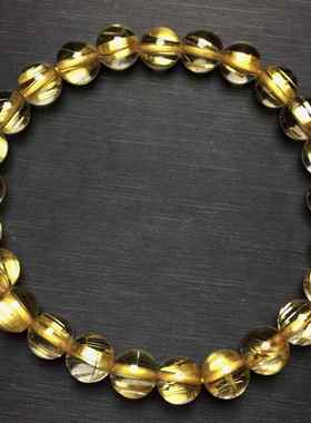 天然猫眼钛晶手链浓密板状单圈发晶手串 男女珠链珠串规格7.8毫米